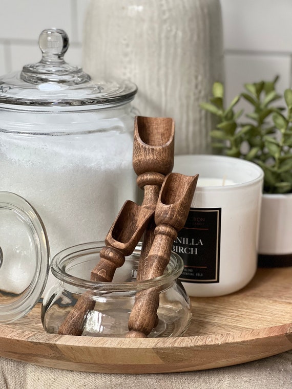 Vintage Farmhouse Wooden Scoop for Canister, Bath Salts, Vintage Chic, Rae Dunn Canisters, Tier Tray Decor