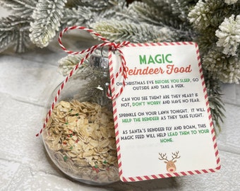 Christmas Ornament filled with Reindeer Food, Reindeer Feed, Reindeer Treats, Clear Ornament, Children’s Christmas