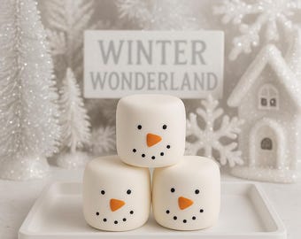 Faux Snowman Marshmallows, Christmas Decor, Hot Cocoa Marshmallow Decor, Winter Wonderland Snowman Decor, Faux Holiday Display