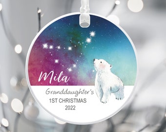 Granddaughter's 1st Christmas Star Sign Christmas Tree Ornament Decoration - Personalised Zodiac Constellation Christmas Tree Decoration