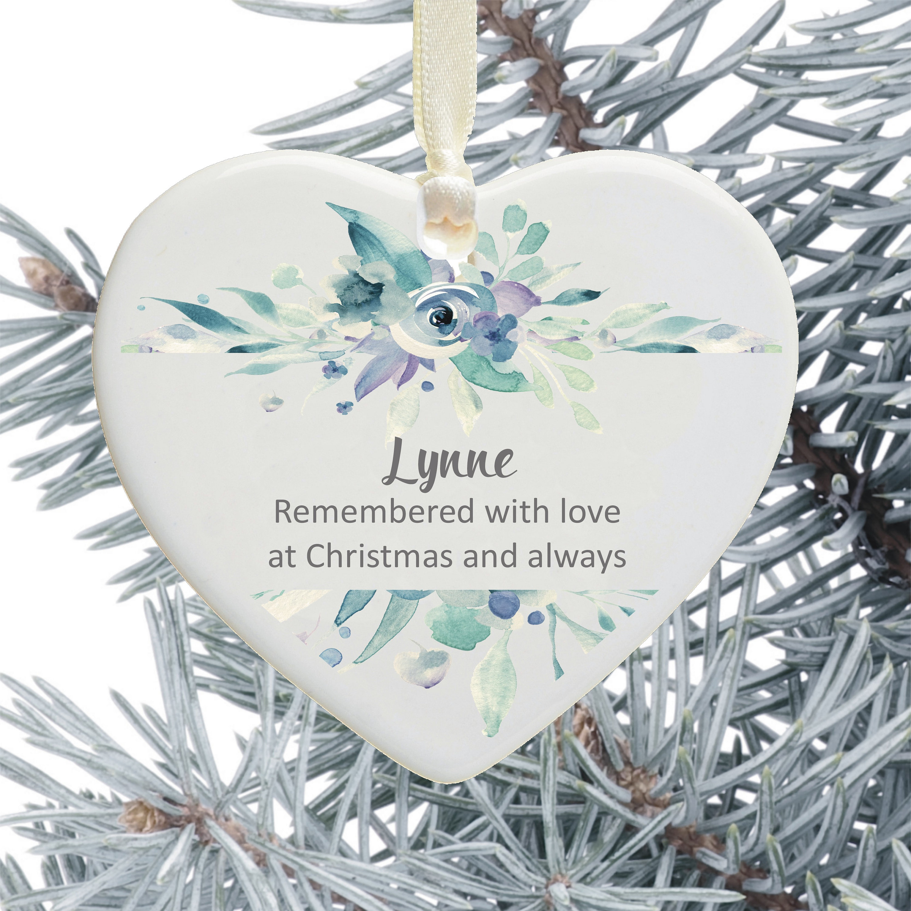 Memorial Christmas Tree Heart Decoration Personalised - Etsy