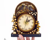 Starling Small Mantel Clock, British Birds Clock, Starlings Wooden Clock, Small Garden Bird Clock, Starlings Gift