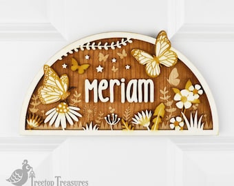Personalised Butterfly Name Door Plaque, Butterflies Nursery Name Sign, Butterfly Name Sign, Kids Butterfly Door Name Sign