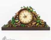 British Birds Large Mantel Clock, British Birds Clock, British Birds Wooden Clock, Small Garden Bird Clock, Wooden Mantel Clock