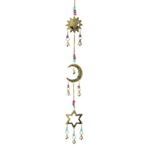 Recycled Brass Sun, Moon & Star Windchime