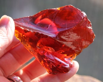 129 gr red natural Monatomic Andara crystal glass beautiful, high vibration, meditation, "SUN FIRE", heart opening, awakening