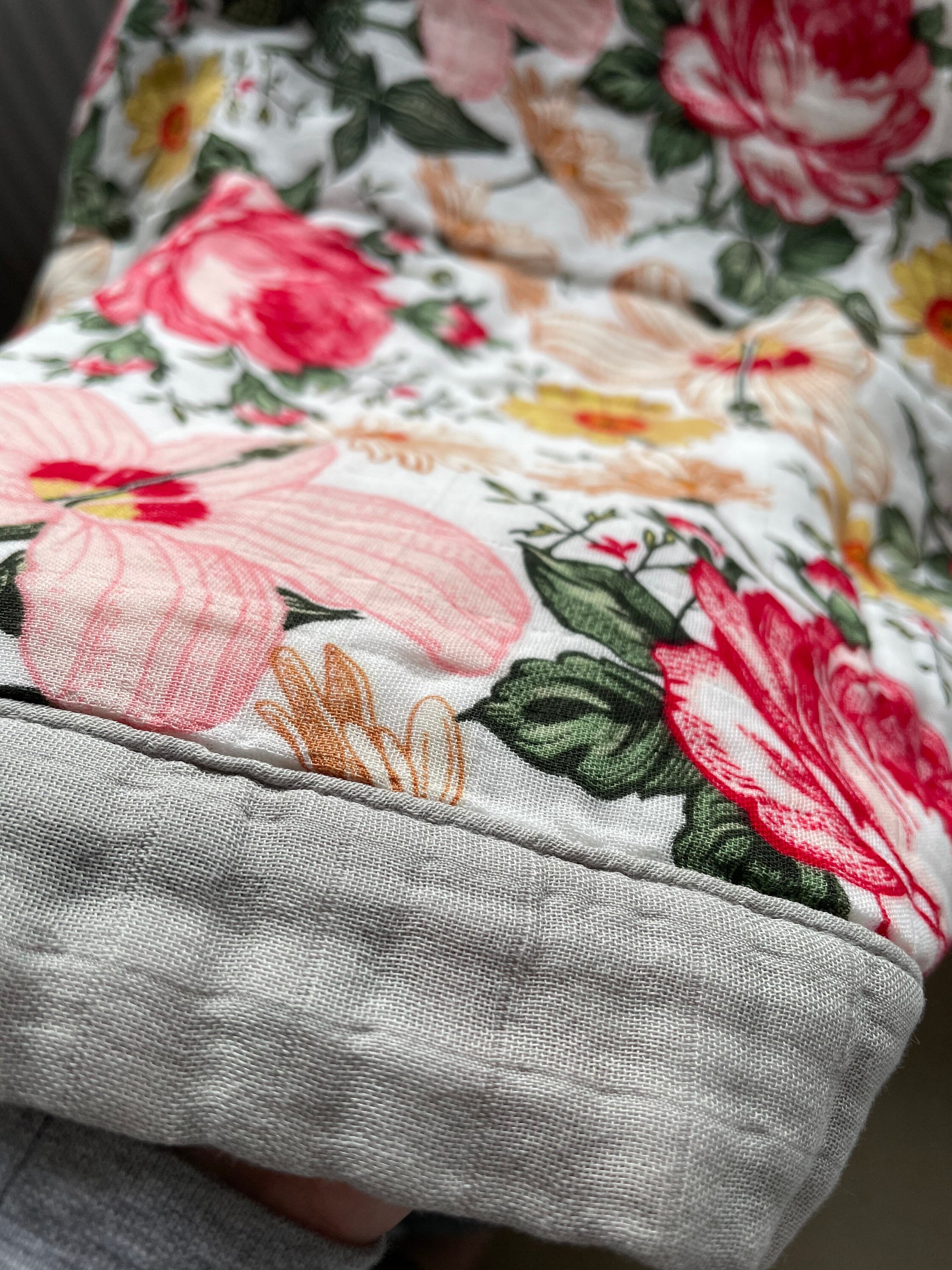 XL 4 Layer Floral Bamboo Muslin Blanket 120x120 Etsy