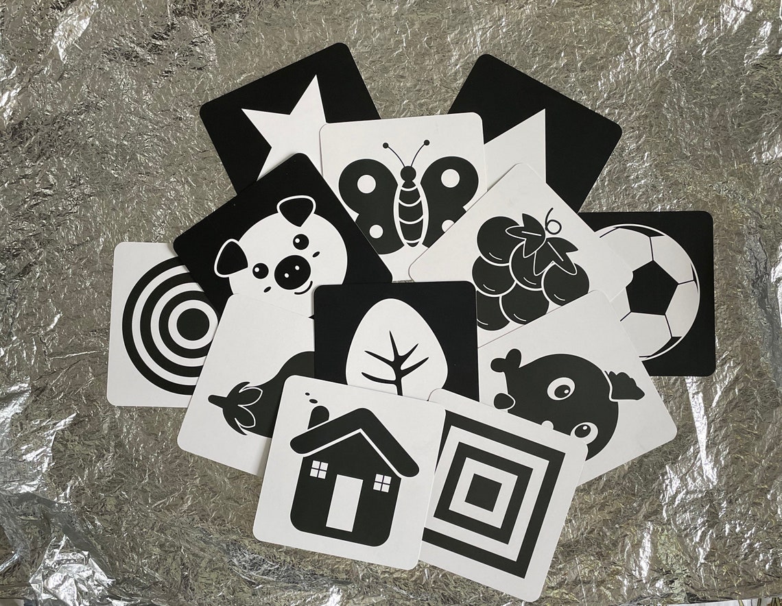 10 Reversible Black and White Baby Sensory Cards Etsy