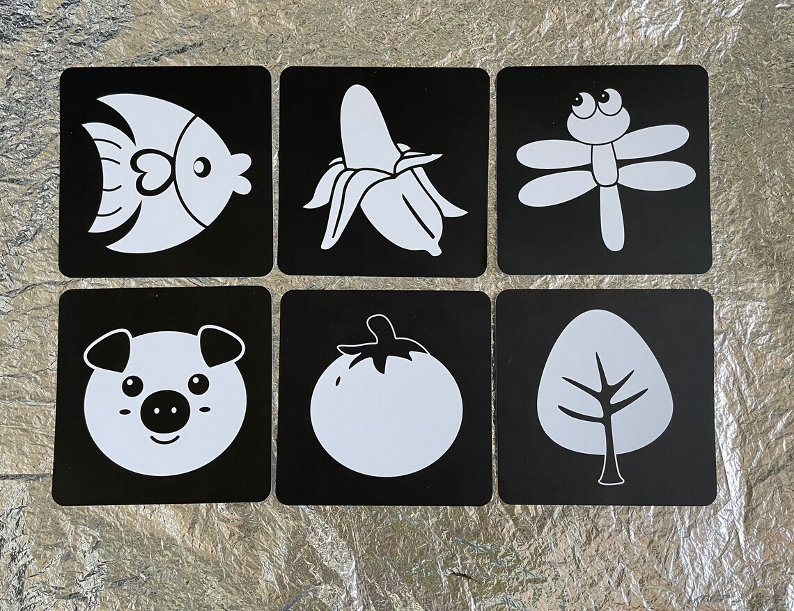 10 Reversible Black and White Baby Sensory Cards Etsy
