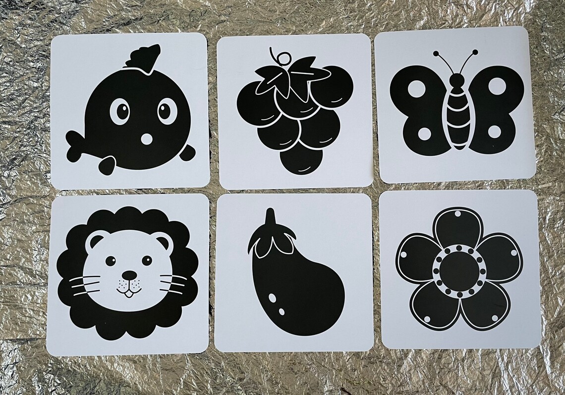10 Reversible Black and White Baby Sensory Cards Etsy