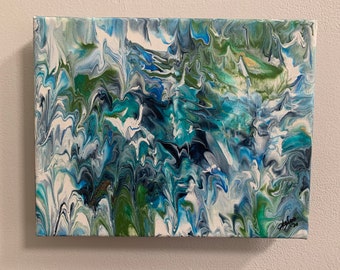 Blue / Green Abstract on Stretched canvas