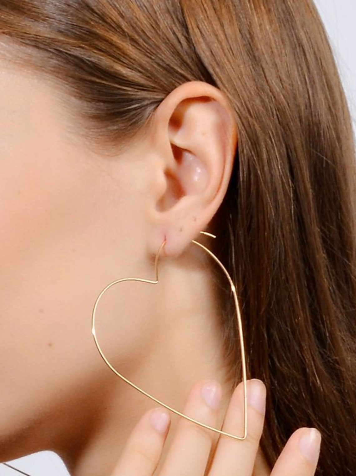 Heart Shape Hoop Earrings Hoops Gold Plated Earring Minimalist Design