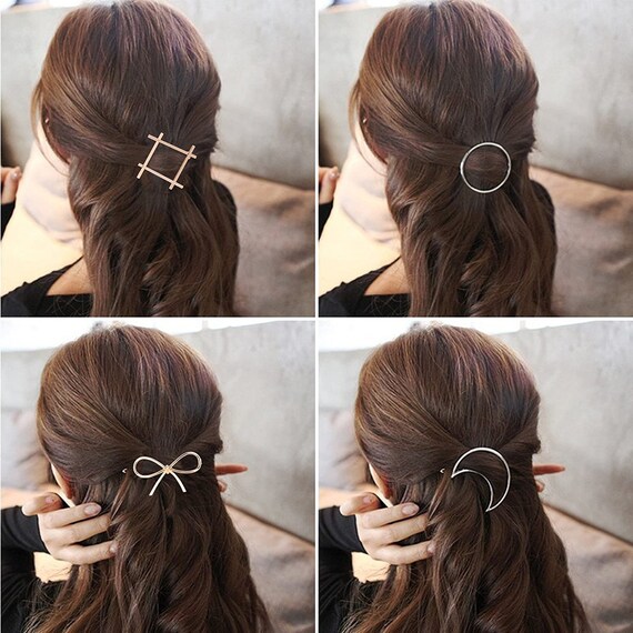 Minimalist Gold Silver Hair Slide With Stick Hair Clip Etsy