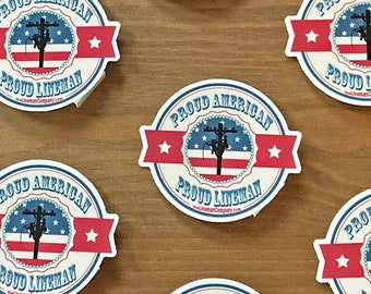 Orgoglioso guardalinee orgoglioso americano, adesivo guardalinee, regalo guardalinee, decalcomania guardalinee, decalcomania auto guardalinee, adesivo elmetto protettivo, decalcomania guardalinee