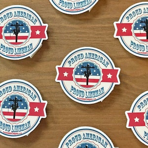 Proud American Proud Lineman, Lineman Sticker, Lineman Gift, Lineman Decal, Lineman Car Decal, Hardhat Sticker, Linewife Decal