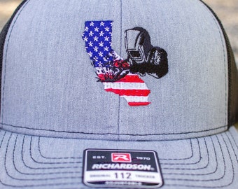 50 States Available Richardson 112 Mesh Back Welder Hat, Welder Gift, Lincoln Electric, Welding Caps, Blue Collar, Tradesman