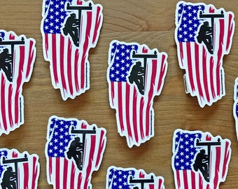 Lineman Flag Climbing Sticker, Lineman Sticker, Lineman Gift, Lineman Decal, Lineman Car Decal, Hardhat Sticker, Linewife Decal