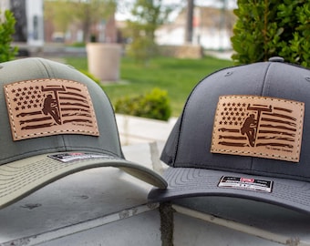 Lineman Amerikanische Flagge Hut | Richardson 112 Leder Patch Hut | Lineman Geschenk | Linienfrau | Lineman Stolz | Linienleben | Sendeleitung Lineman