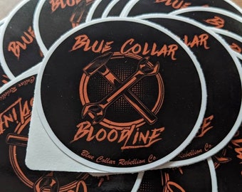 Blue Collar Crossbones 2.5x2.5", Blue Collar Sticker, Lineman Sticker, Welder Sticker, Hardhat Sticker, Pipeline Sticker, Iron Worker