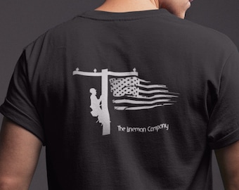 Flag/Lineman T-Shirt, Lineman Gift, Linewife, Journeyman Lineman, Power lineman, Utility, Utility Lineman, Lineman Hat, Lineman shirt