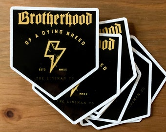 Brotherhood Of A Dying Breed Lightning Bolt Sticker, Lineman Sticker, Lineman Gift, Lineman Decal, Lineman Car Decal, Hardhat Sticker