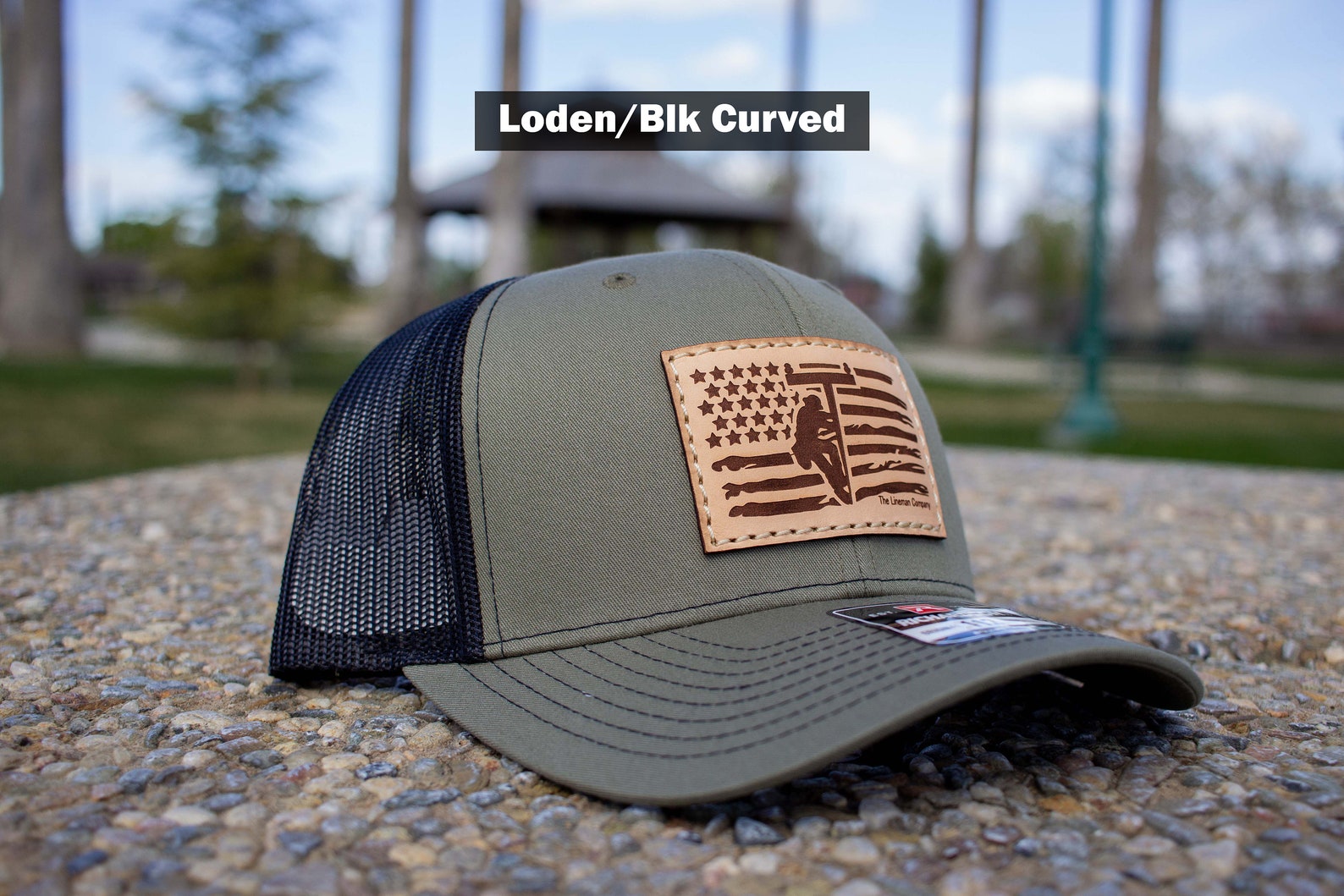 Lineman American Flag, Leather Patch Hat, Journeyman Lineman Hat, Lineman Gift, Linewife