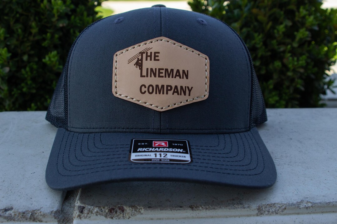 The Lineman Company, Light Leather Patch Hat, Journeyman Lineman Hat, Lineman Gift, Linewife