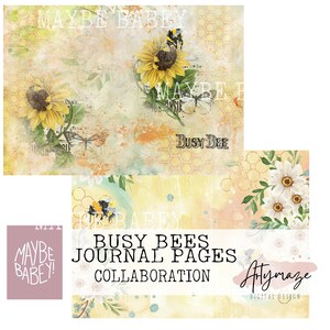 BUSY BEE Strony główne Współpraca z Artymaze, Junk Journal, Temat pszczół, Akwarela, Oryginalne dzieła sztuki
