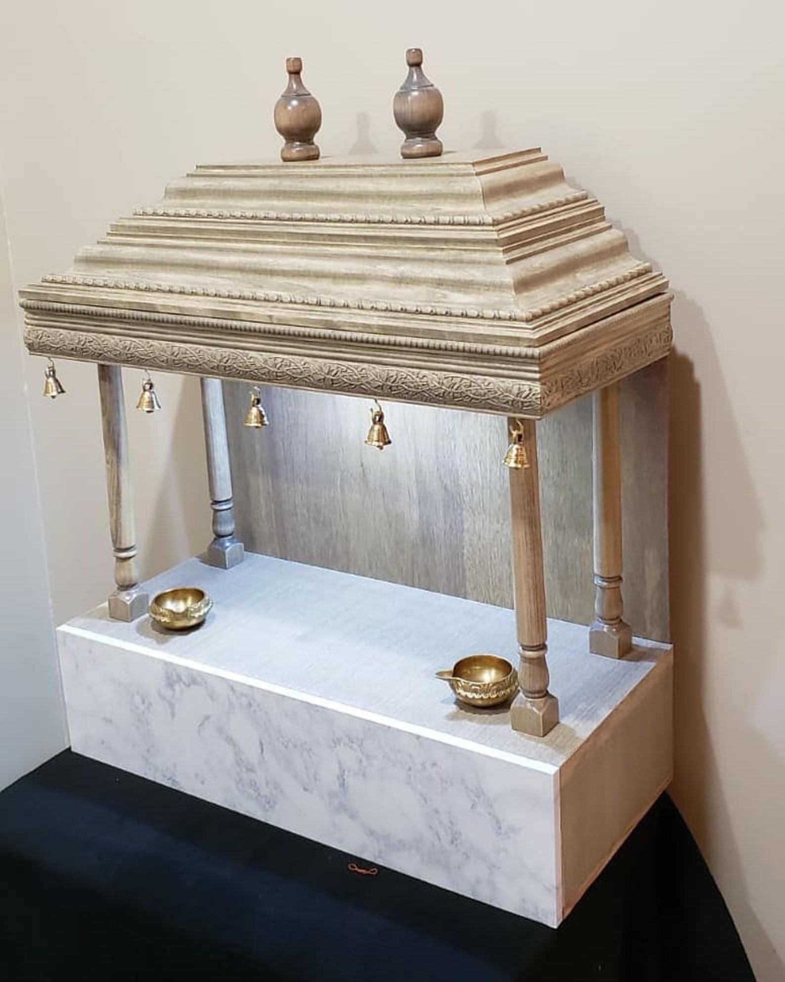 Fully customized wall mountable Pooja Mandir with Faux Marble Etsy