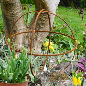 Garden Sphere Ornaments - Rusty Metal Garden Sphere Sculpture | Ring Hoop Sphere Garden Ornament