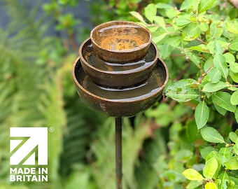 Rain Catcher Fountain | Plant Support | Rusty Garden Ornament | Garden Sculpture