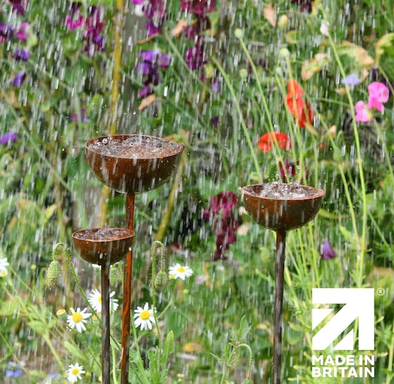 Rain Catcher  - Plant Support | Rusty Metal Garden Ornament | Rusts With Rain