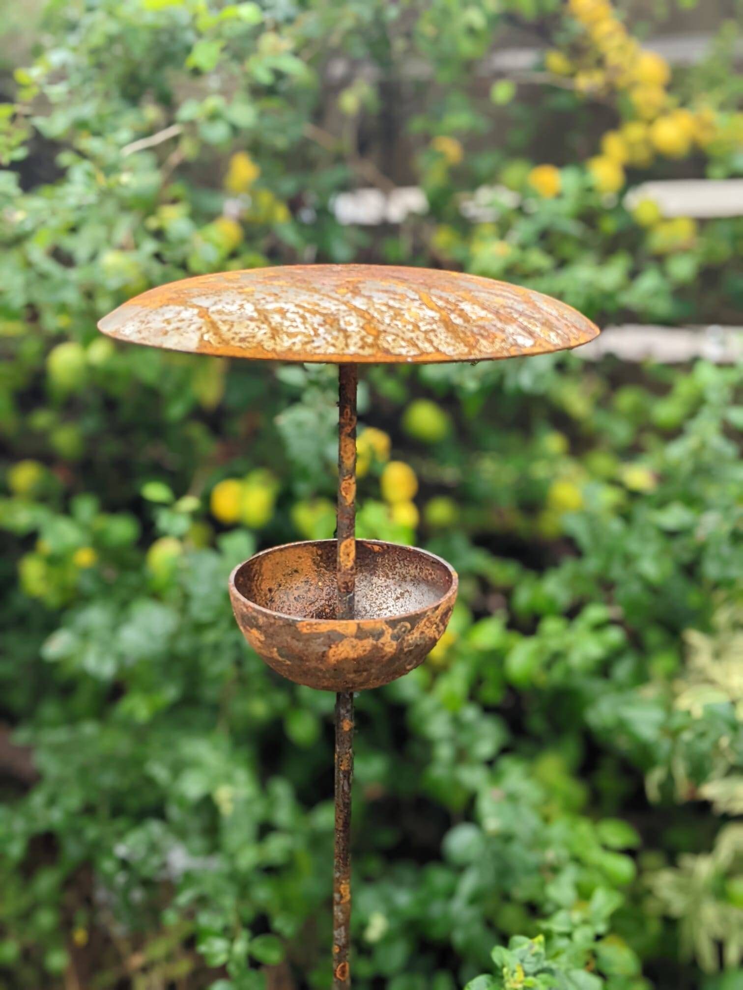 Vintage Bird Bath Bowl, Bird Bath For Outside, Metal Freestanding Birdbaths Large Bird Baths Feeder Bow Freestanding Birdfeeder 5 Prongs Base Stake Garden