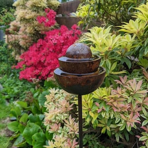 Rusty Garden Ornament | Rain Catcher Ball Fountain | Rusty Garden Decor | Christmas Garden Gift