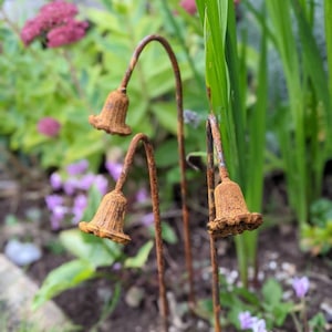 Metal Bluebells Garden Sculptures | Metal Flower Garden Ornament |  Rusty Metal Garden Flowers | Garden Art