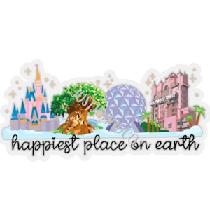 Disney-Inspired Sticker - Disney World Resort | Disney Stickers | Gifts | Magic Kingdom Animal Kingdom Hollywood Studios Epcot | 4 Parks
