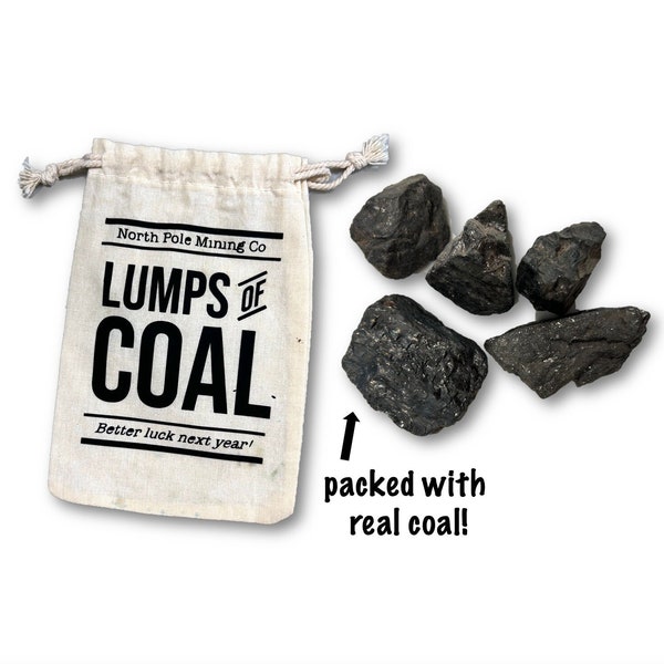 Bag of Coal Gag Gift Christmas | White Elephant | Favor | Santa Sack | Lump Stocking Stuffer | Kids Funny Prank | Grinch Game | Yankee Swap