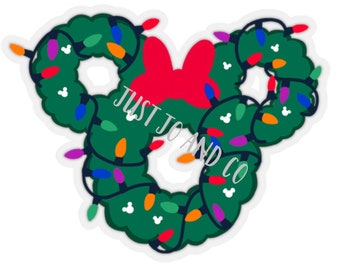 Disney julklistermärke | Disney julklistermärke | Pepparkakssnögubbe | Mimmi och Musse Pigg | Mycket god jul | Krans | Laptopdekal med högtid