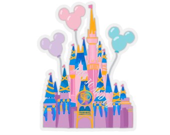 Disney 50th Anniversary Sticker | Disney Stickers | Disney Castle | Cinderellas Castle | Magic Kingdom | Disney | Mickey Balloons | 50