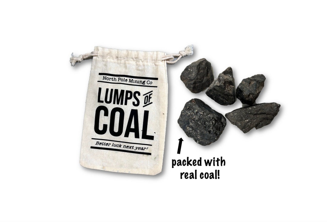 Bag of Coal Gag Gift Christmas White Elephant Favor Santa Sack Lump