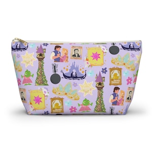 Disney Inspired Travel Toiletry Bag | Back to School Pencil Case Zip Up Pouch | DCL WDW DCP | Rapunzel Flynn Rider Mother Gothel | Princess