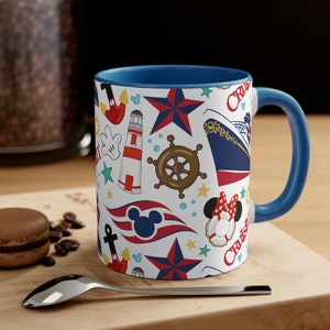 Disney Cruise 11oz Coffee Mug | Disney Cruise Line | DCL Kitchen | Wish Dream Magic Fantasy | Castaway Cay | Mickey Mug | Nautical