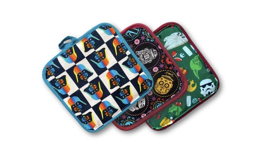 Disney-Inspired Pot Holders | Star Wars Kitchen | Darth Vader Kitchen | Star Wars Cookware | Disney Gifts | Baby Yoda | Darth Vader | Mando