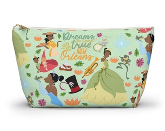 Disney Inspired Travel Toiletry Bag | Back to School Pencil Case Zip Up Pouch | Princess and the Frog Tiana | New Orleans | Bayou | Beignets