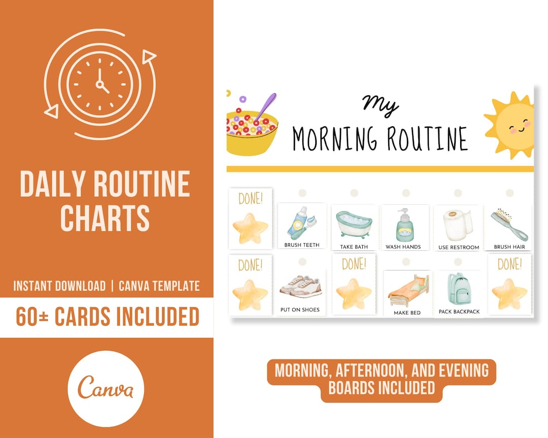 Routine Chart for Kids | Daily Routine Template | Editable Chore Chart ...