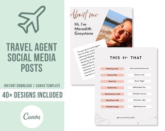 Travel Agent Social Media Post Templates | Travel Agent Instagram | Travel Agent Social Posts | Travel Agent Template | Travel Agent Canva