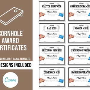 Editable Cornhole Award Certificates | Cornhole Awards | Cornhole Awards Certificates | Cornhole Team Certificates | Cornhole Awards