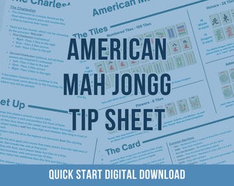 American Mah Jongg Rules Tips Reference Sheet | NMJL Style Printable Guide | Mah Jongg Cheat Sheet | Mah Jongg Basics | NMJL Quick Guide