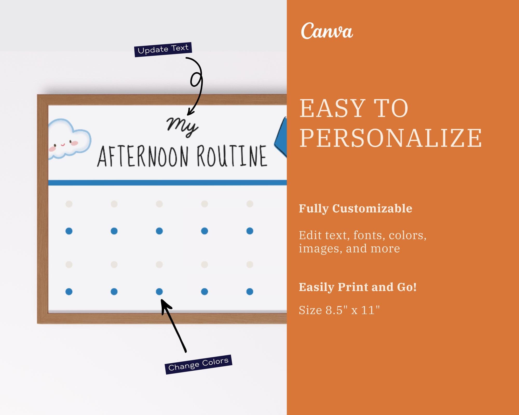 Custom Routine Design Routine Chart for Kids | Daily Routine Template | Editable Chore Chart ...