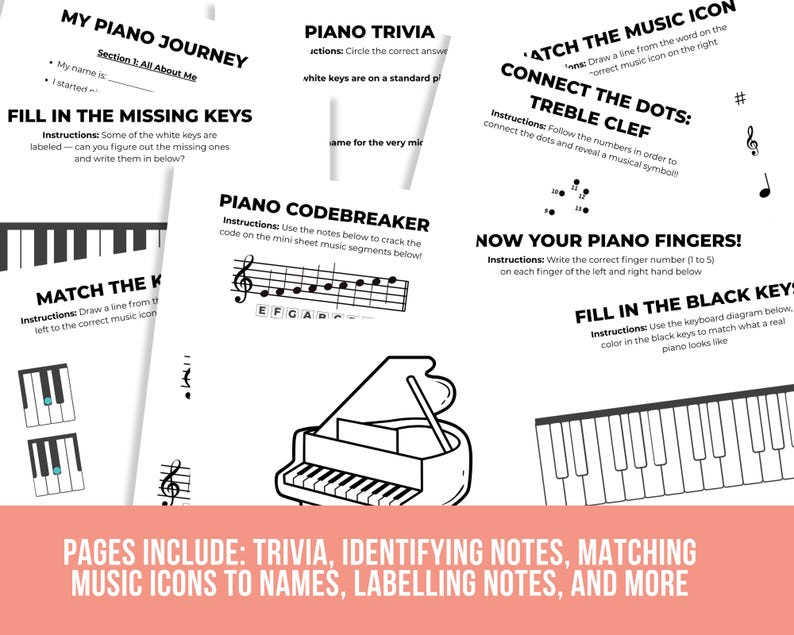 Piano Basics | Music Theory for Beginners | Printable Piano Worksheets ...